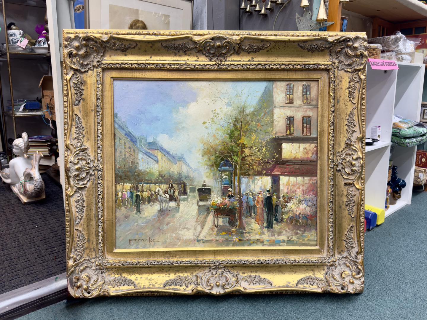Booth 130 - Original Oil Painting by Pencke (France b. 1929) with Original Frame - Scranberry Coop - Vintage Store - Antiques, Collectibles, & More